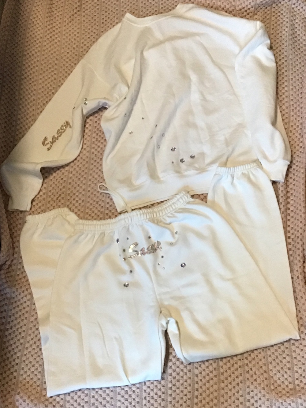 White Embellished Men’s two piece ‘SASSY’ sweat Set